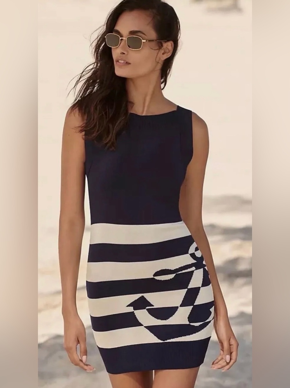 Anthropologie Navy white Nautical Dress M NWT